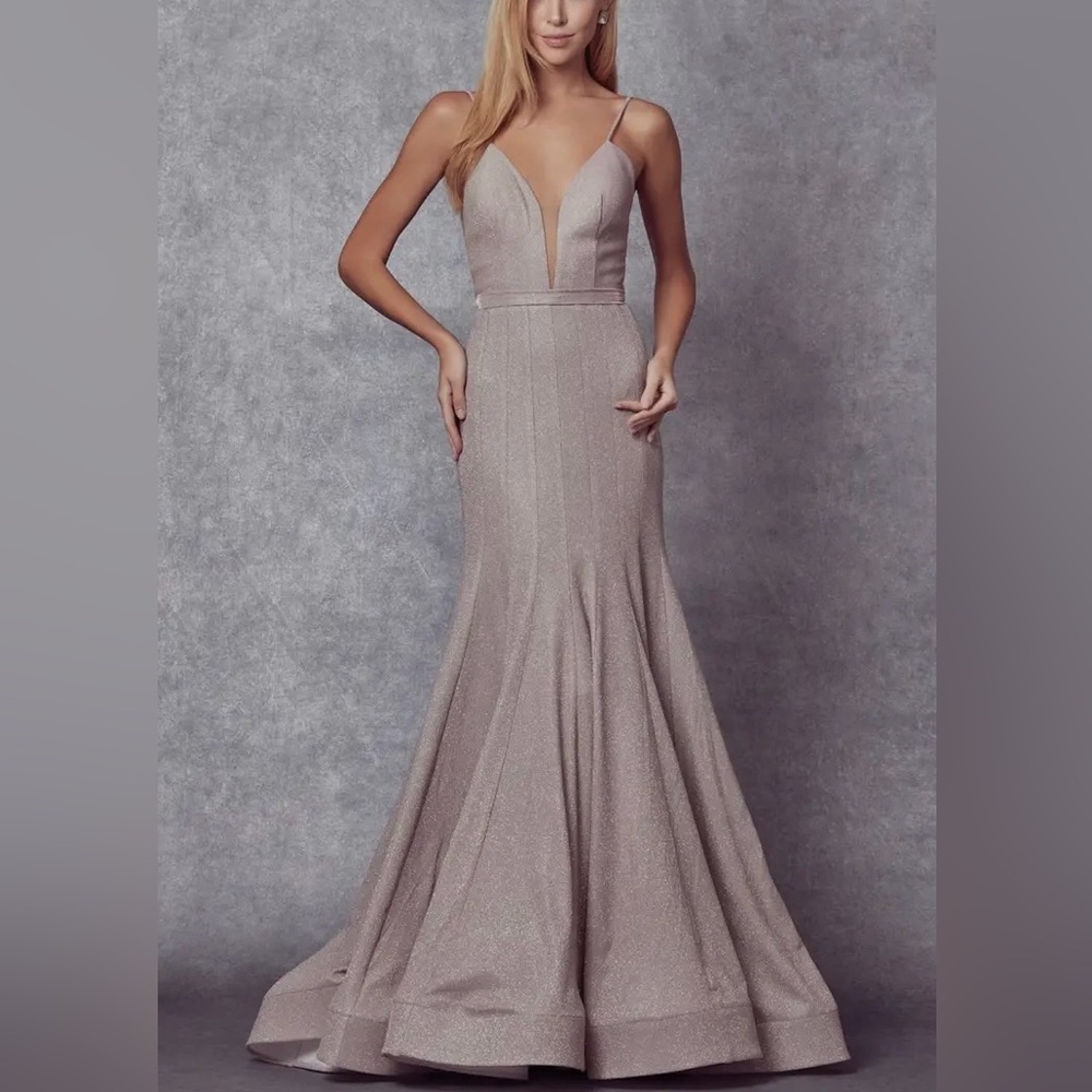 Iridescent pink formal prom dress